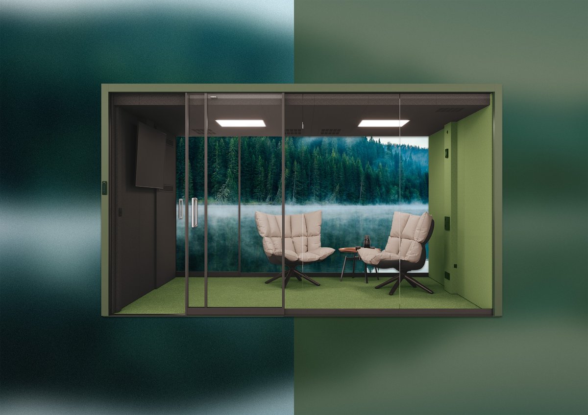 Moderne og grønn vetrospace XXL podd med to lenestoler