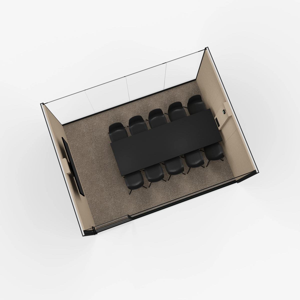 Vetrospace XXL møterom sett ovenfra, med bord for ti personer